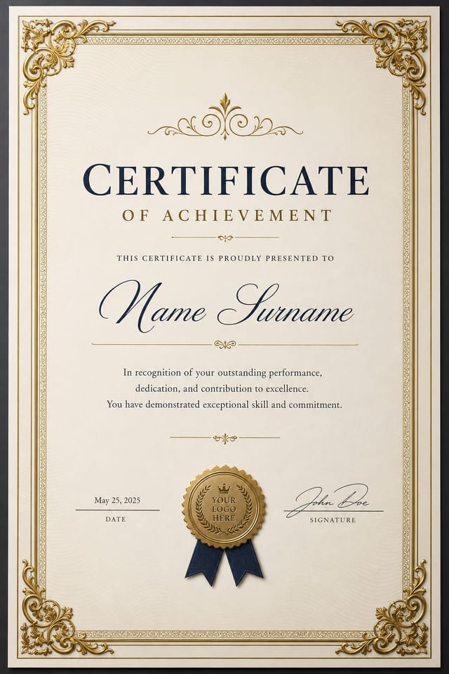 Certificate — photo-realistic style certificate
