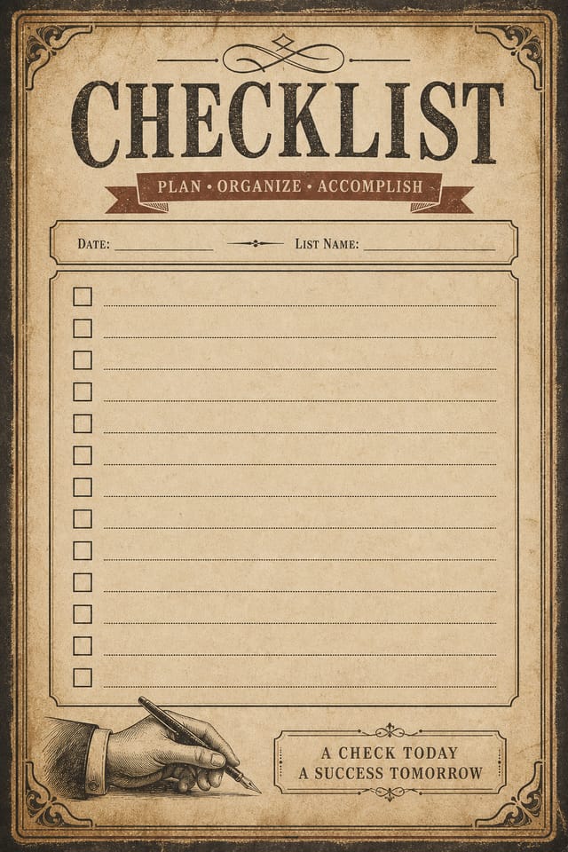 Checklist — vintage style checklist