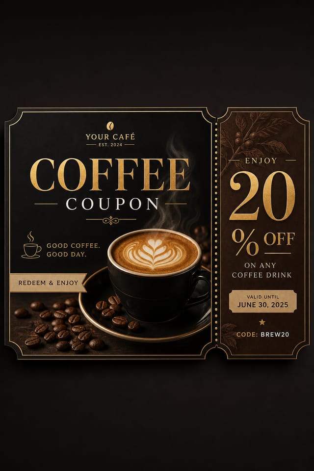 Coffee Coupon — elegant style coupon