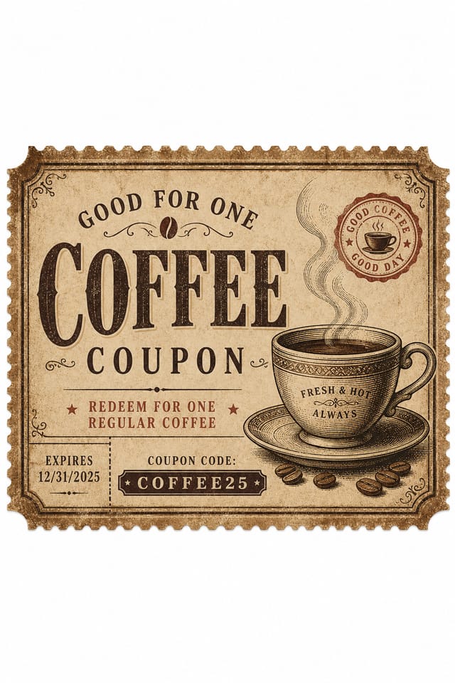 Coffee Coupon — vintage style coupon