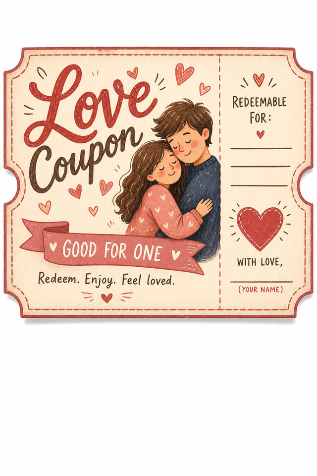 Love Coupon — illustration style coupon