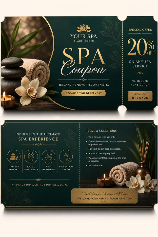 Spa Coupon — elegant style coupon