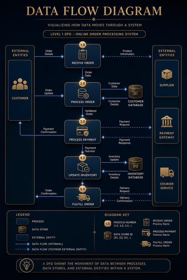 Data Flow Diagram — elegant style diagram