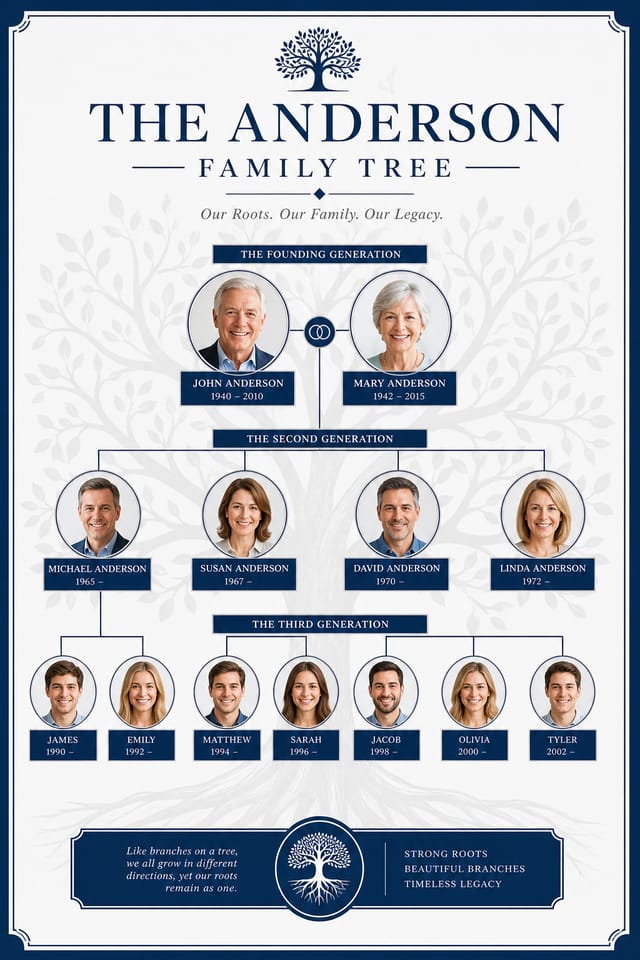 Árbol genealógico — corporate style family tree