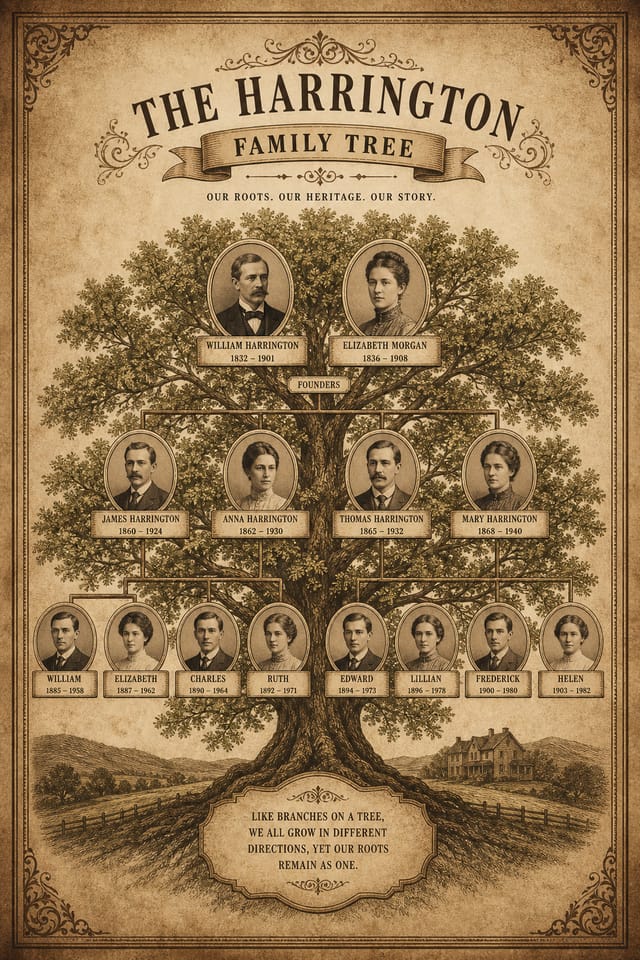 Árbol genealógico — vintage style family tree