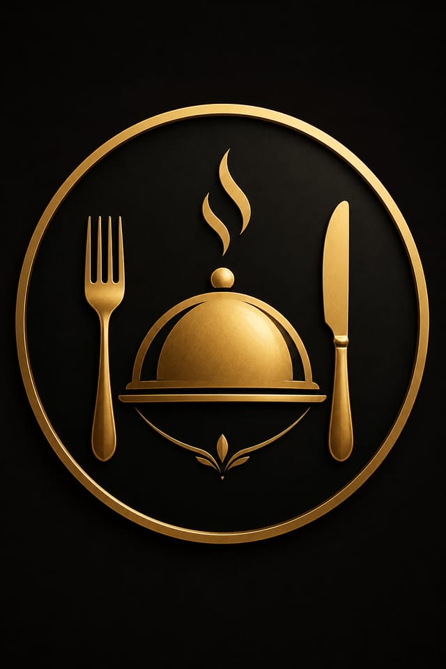 Restaurant Favicon — elegant style favicon design, featuring culinary imagery, fine dining, elegant typography, warm gold tones