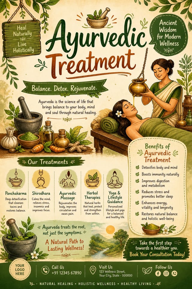 Ayurvedic Treatment Flyer — illustration style flyer