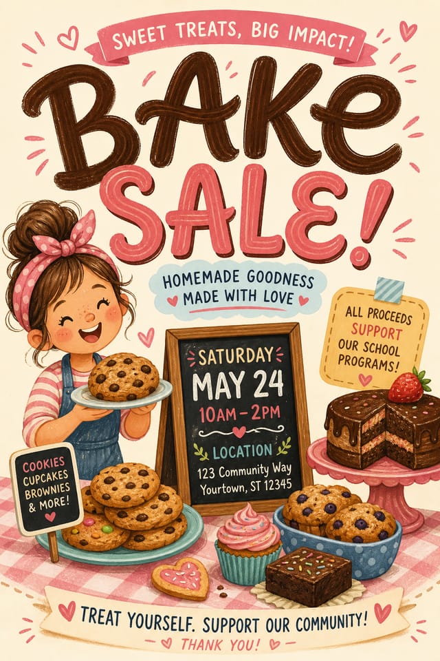 Bake Sale Flyer — illustration style flyer