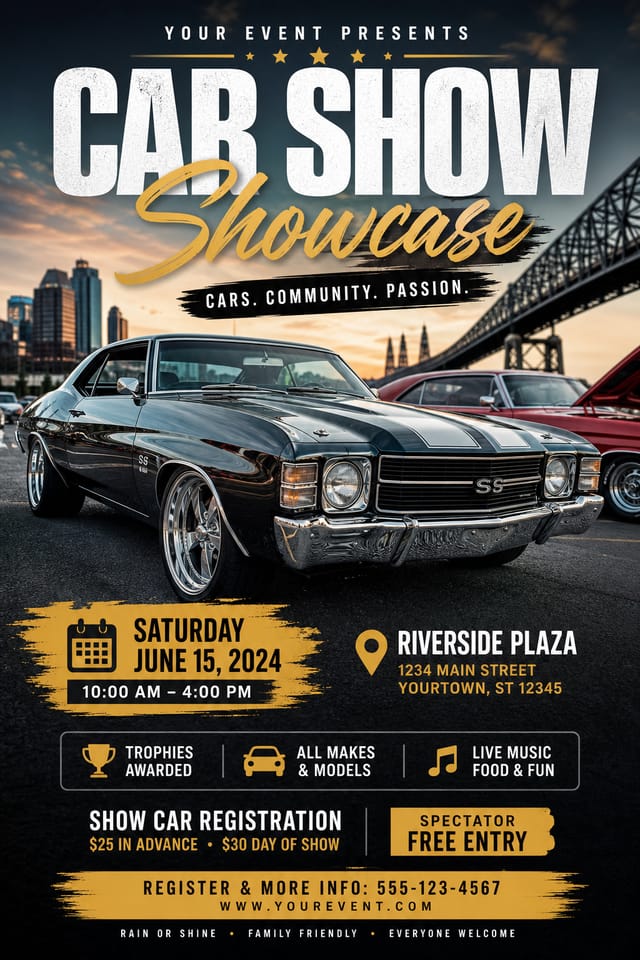Car Show Flyer — photo-realistic style flyer