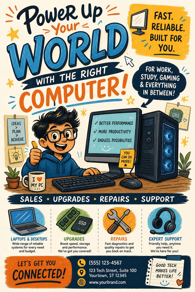 Computer Flyer — illustration style flyer
