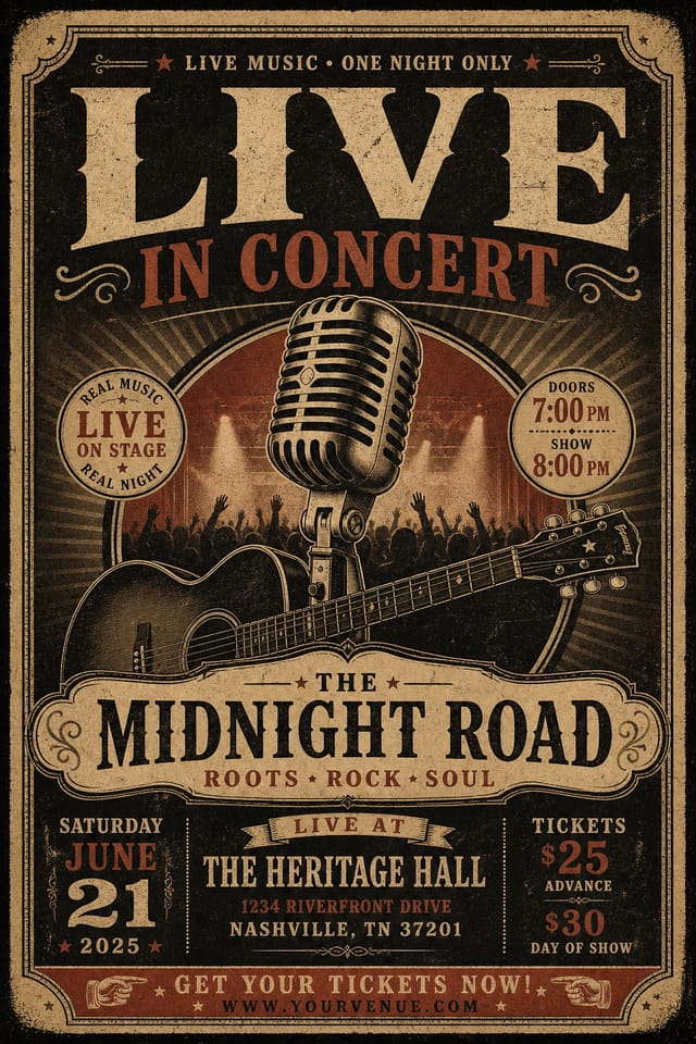 Concert Flyer — vintage style flyer