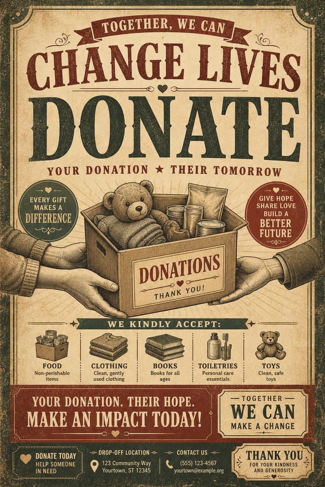 Donation Flyer — vintage style flyer