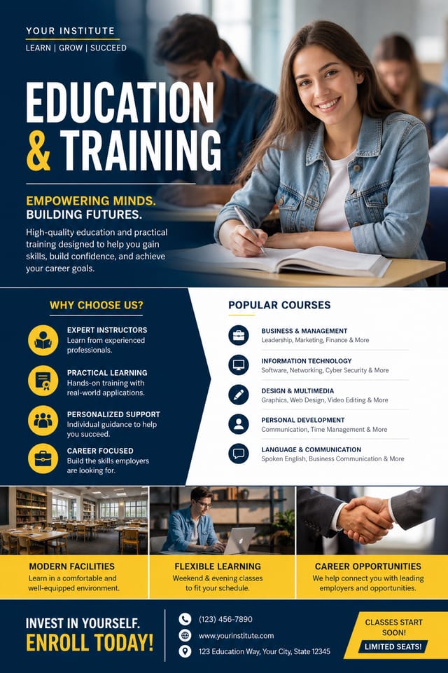 Education & Training Flyer — photo-realistic style flyer