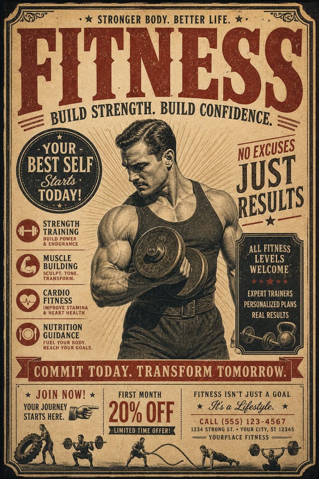 Fitness Flyer — vintage style flyer