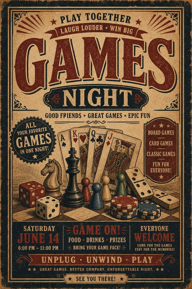 Games Flyer — vintage style flyer