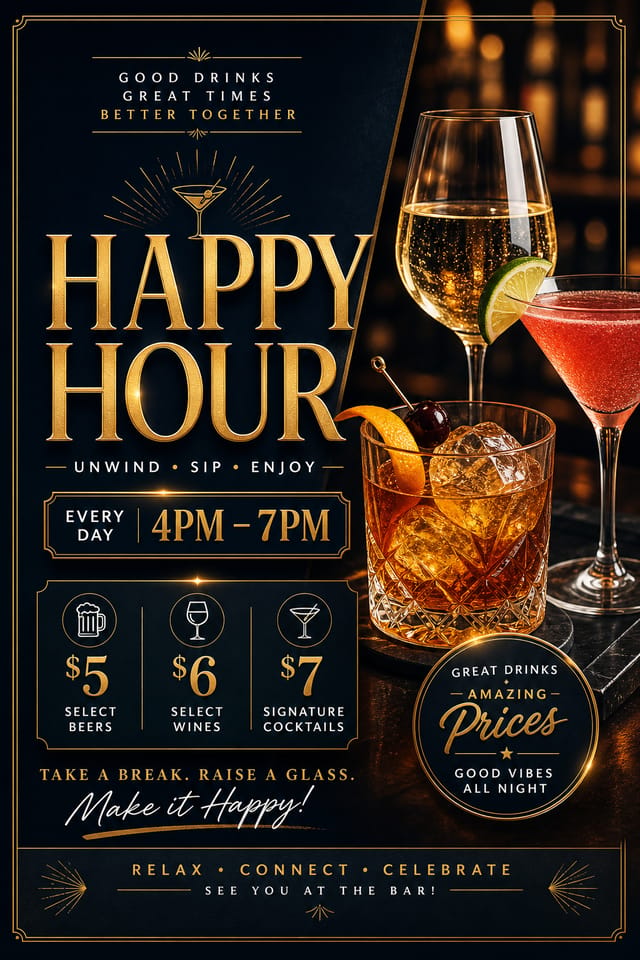 Happy Hour Flyer — elegant style flyer