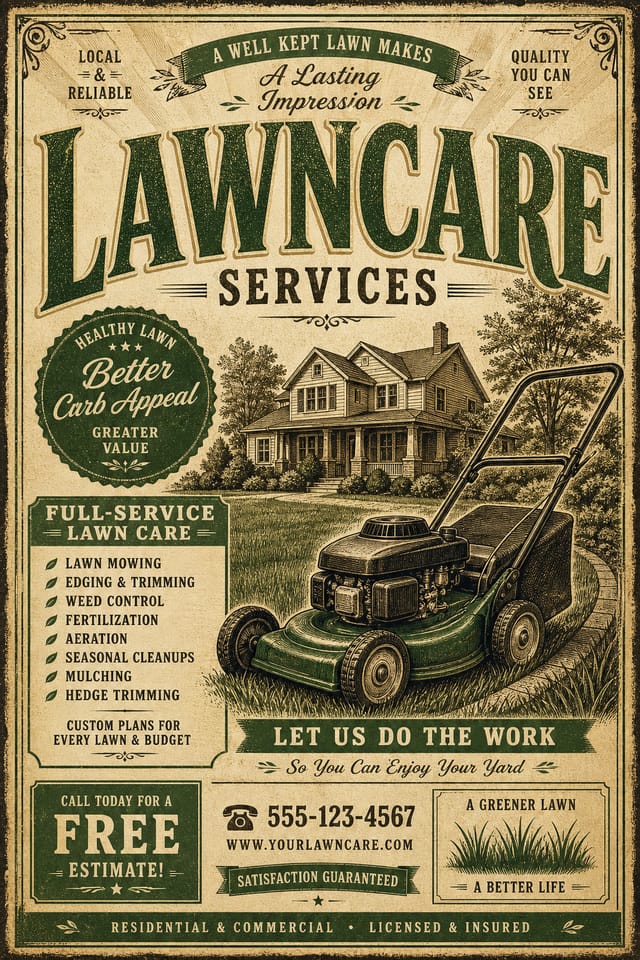 Lawncare Flyer — vintage style flyer