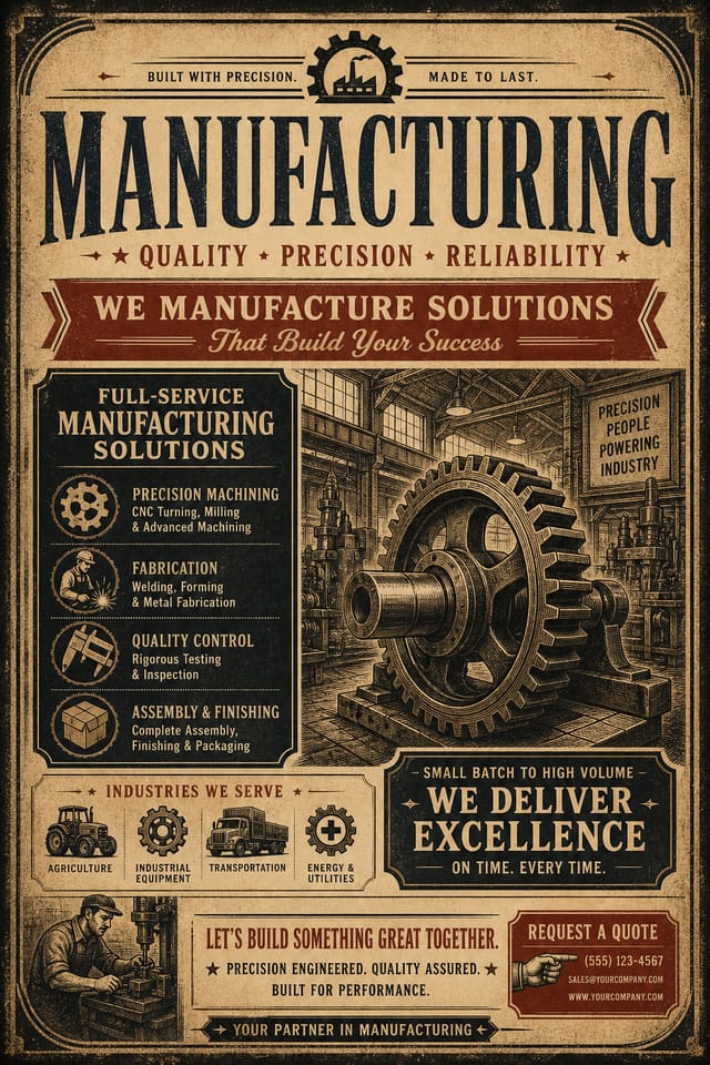 Manufacturing Flyer — vintage style flyer