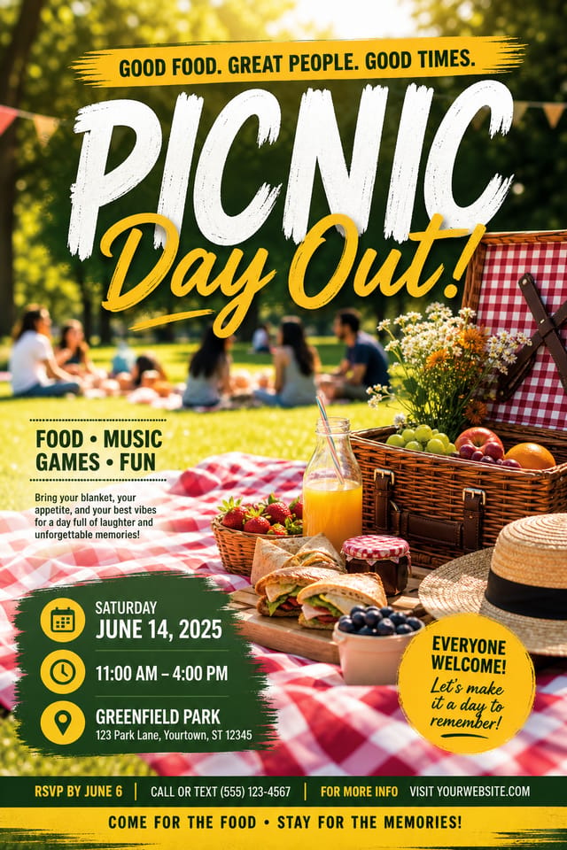Picnic Flyer — photo-realistic style flyer