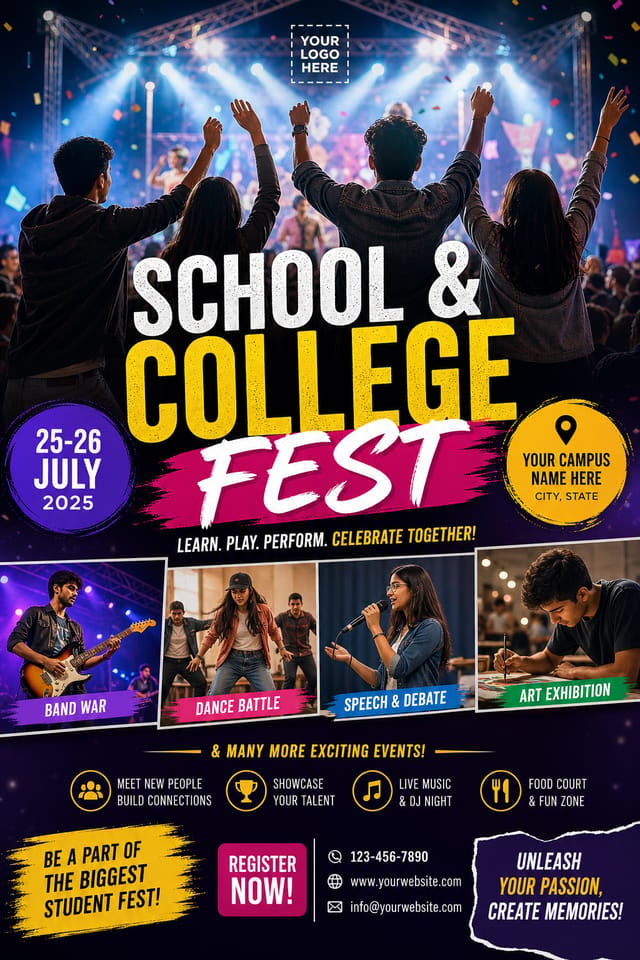 School & College Fest Flyer — photo-realistic style flyer