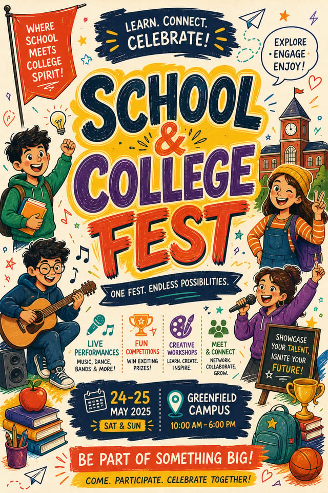 School & College Fest Flyer — illustration style flyer