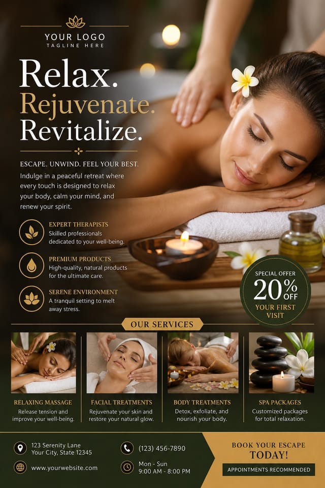 Spa Flyer — photo-realistic style flyer