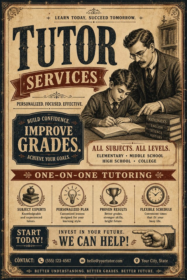 Tutor Flyer — vintage style flyer