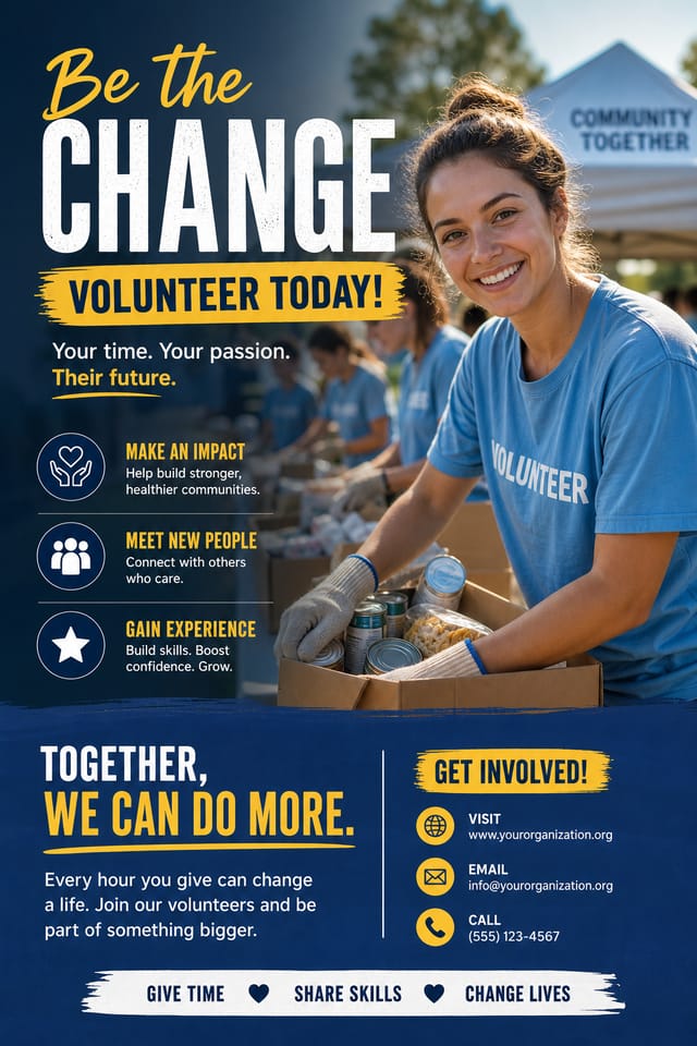 Volunteer Flyer — photo-realistic style flyer