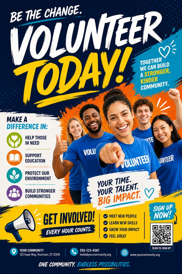 Volunteer Flyer — vibrant style flyer