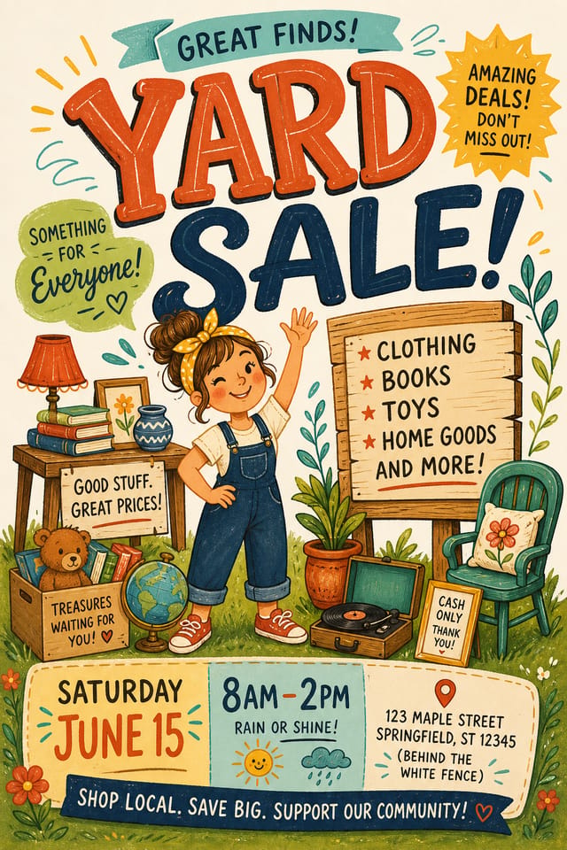 Yard Sale Flyer — illustration style flyer
