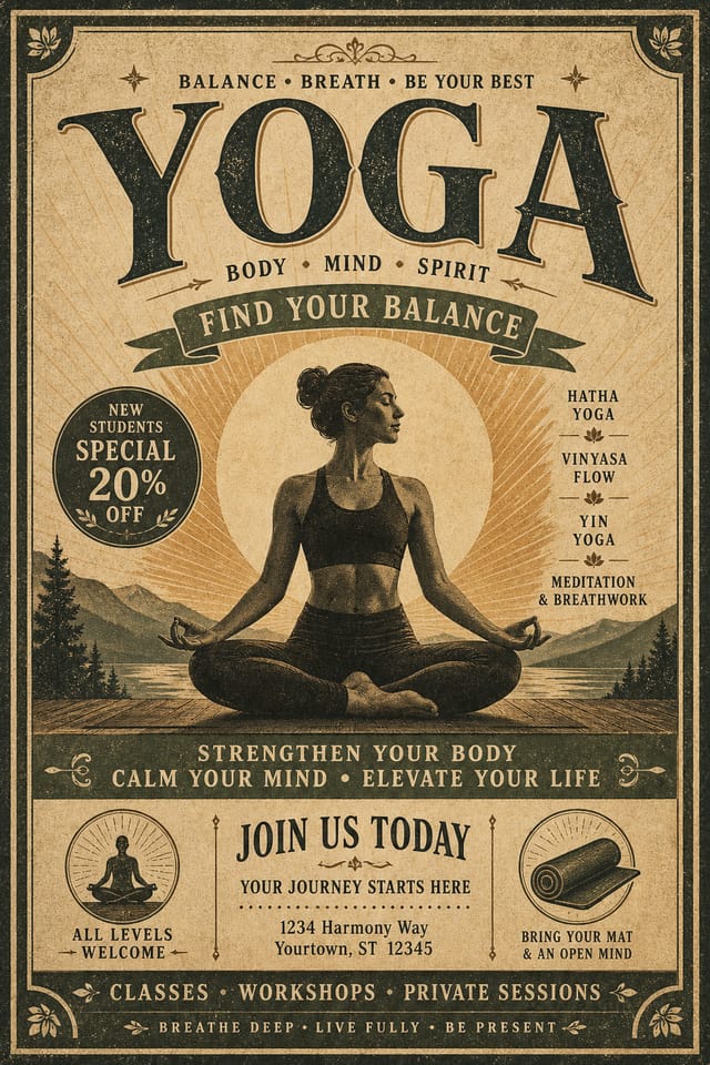 Yoga Flyer — vintage style flyer