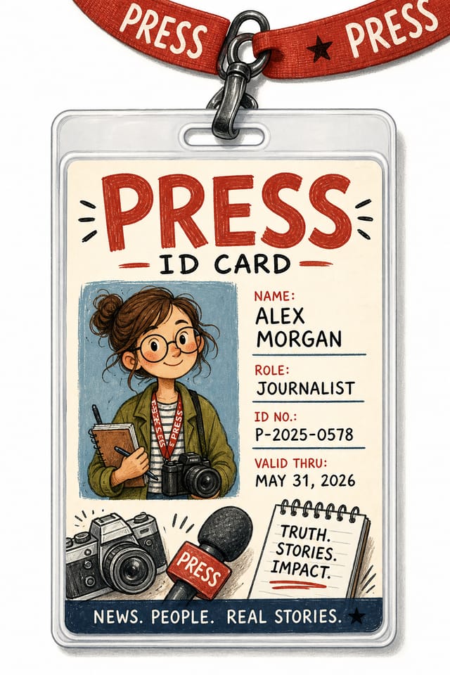Press ID Card — illustration style id card