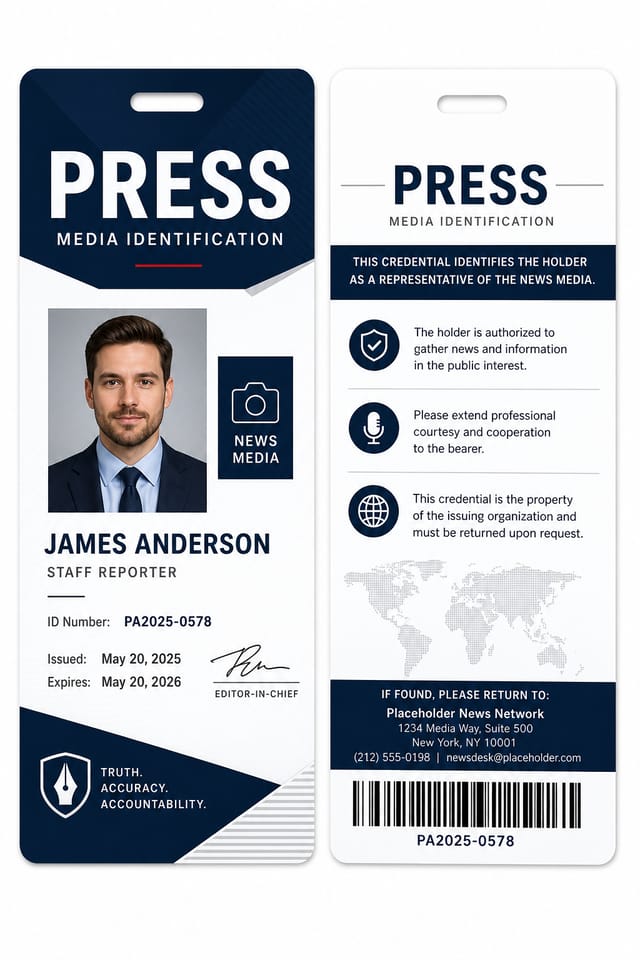 Press ID Card — corporate style id card