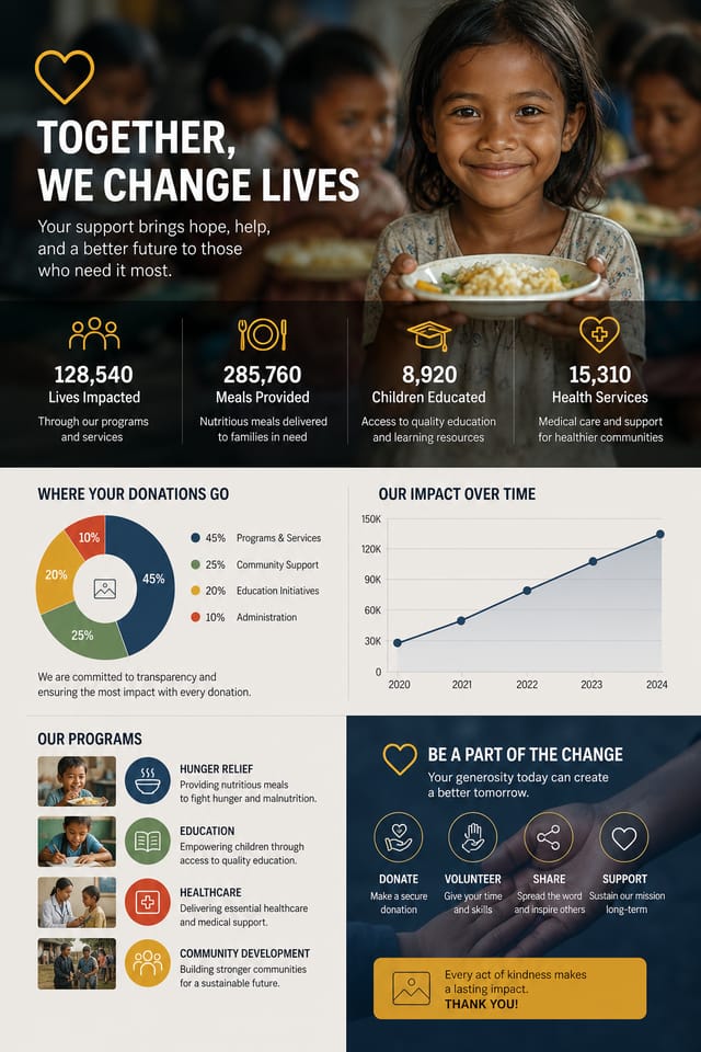 Charity Infographic — photo-realistic style infographic