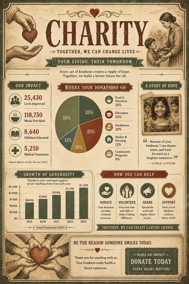Charity Infographic — vintage style infographic