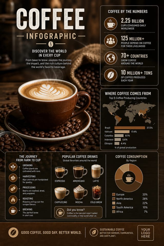 Coffee Infographic — photo-realistic style infographic