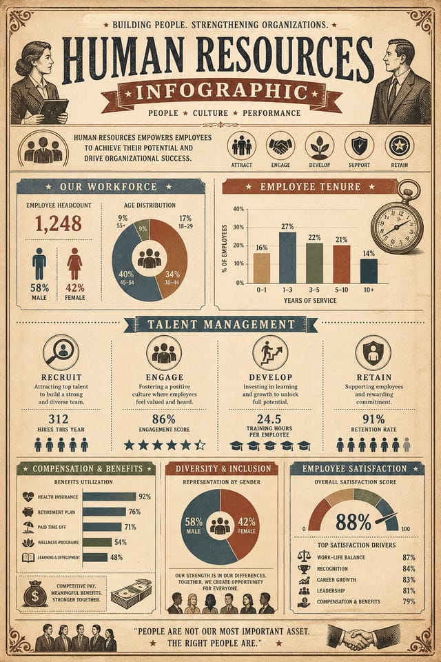 Human Resources Infographic — vintage style infographic