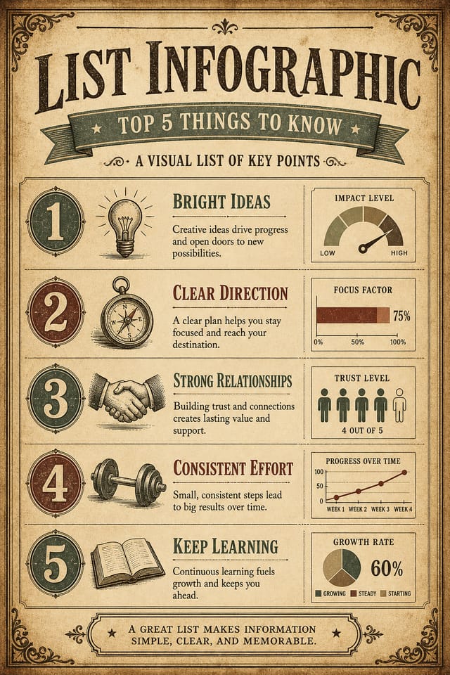 List Infographic — vintage style infographic