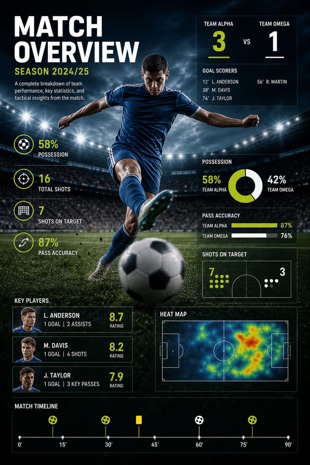 Sports Infographic — photo-realistic style infographic, featuring athletic action poses, stadium imagery, dynamic motion lines