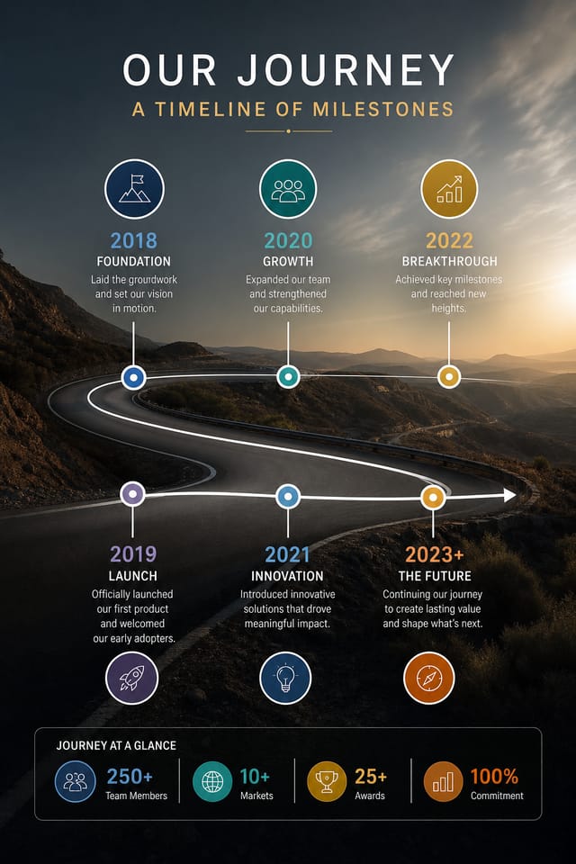 Timeline Infographic — photo-realistic style infographic