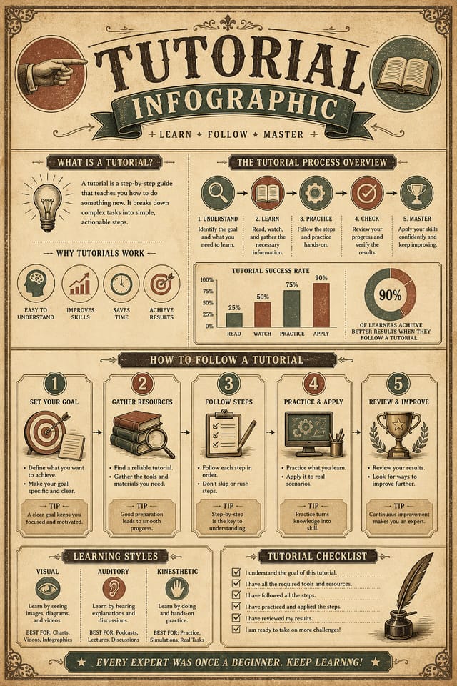 Tutorial Infographic — vintage style infographic