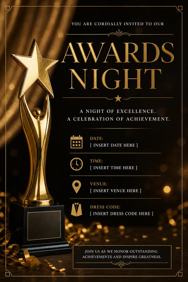 Awards Night Invitation — photo-realistic style invitation card