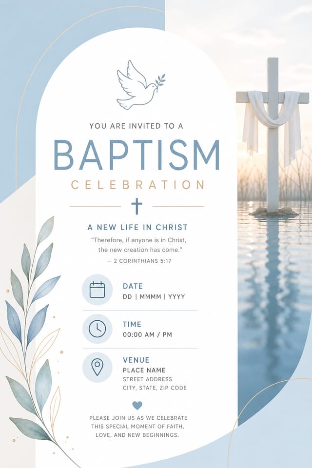Baptism Invitation — modern style invitation card