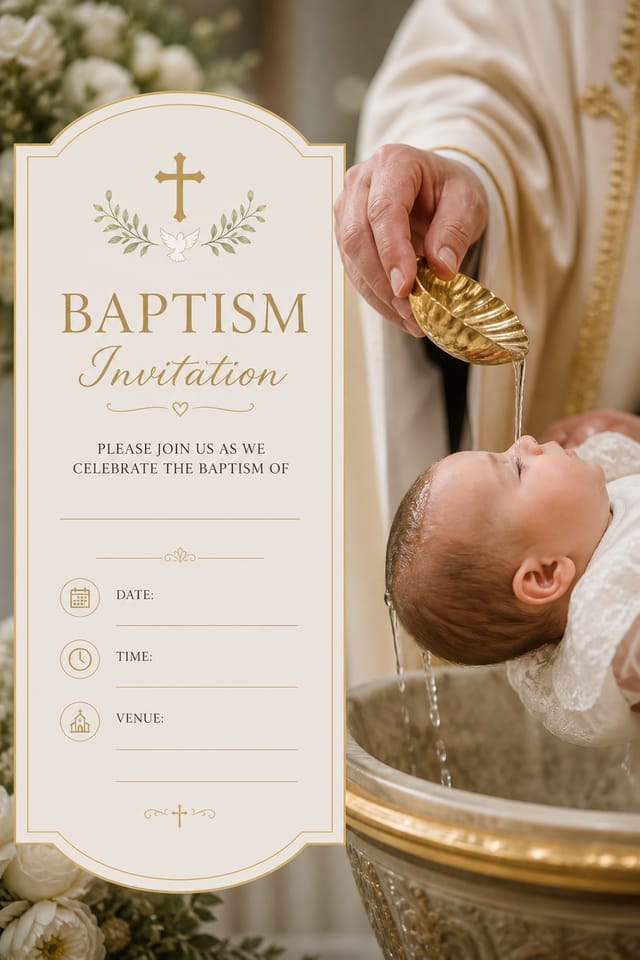 Baptism Invitation — photo-realistic style invitation card