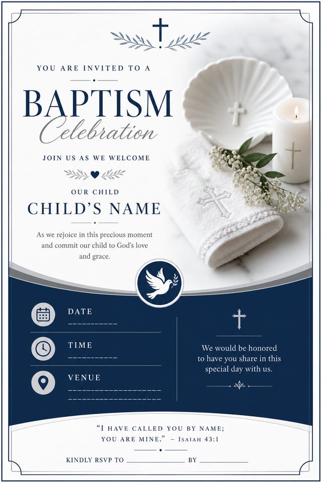 Baptism Invitation — corporate style invitation card