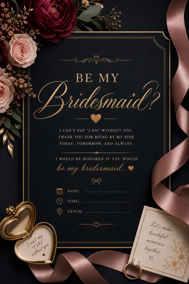Be My Bridesmaid Invitation — elegant style invitation card