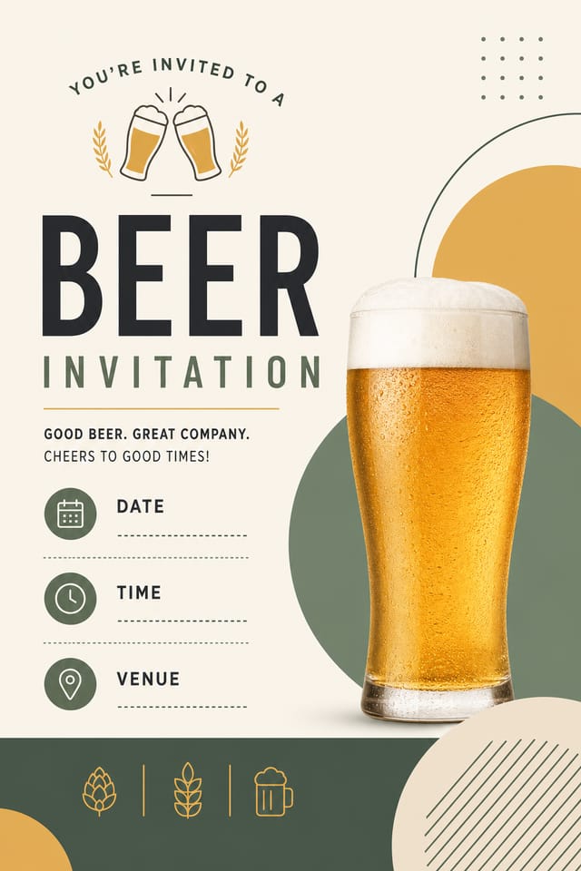 Beer Invitation — modern style invitation card