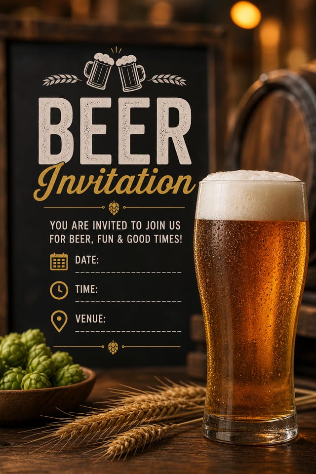 Beer Invitation — photo-realistic style invitation card