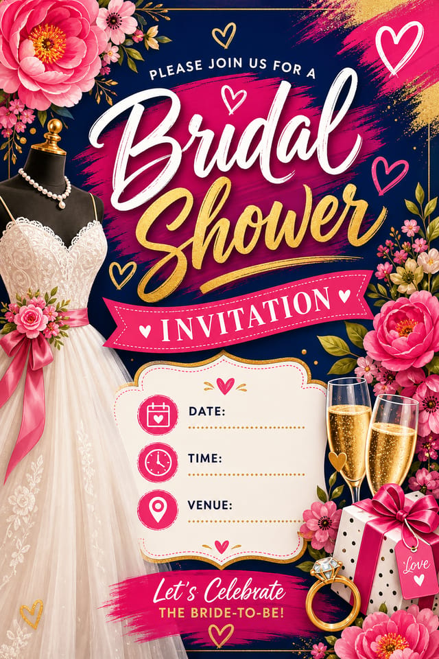 Bridal Shower Invitation — vibrant style invitation card