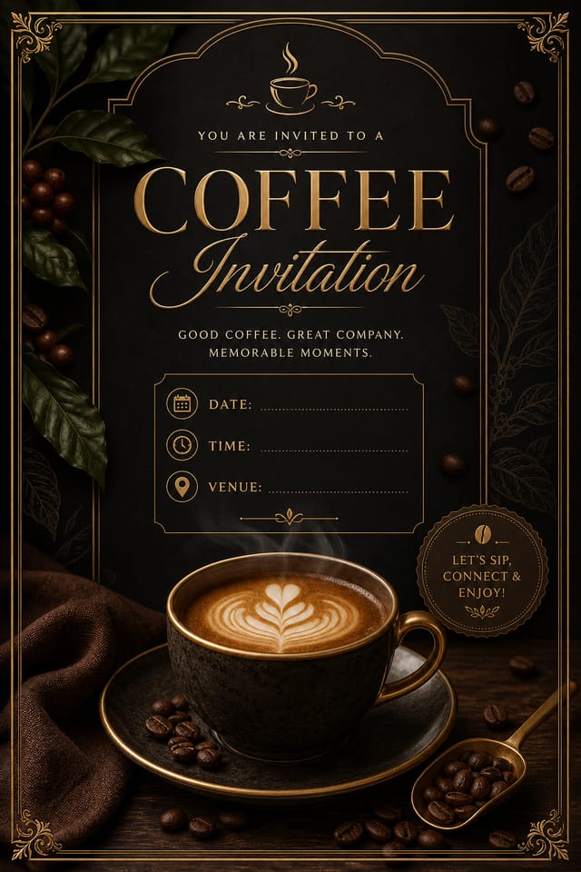 Coffee Invitation — elegant style invitation card